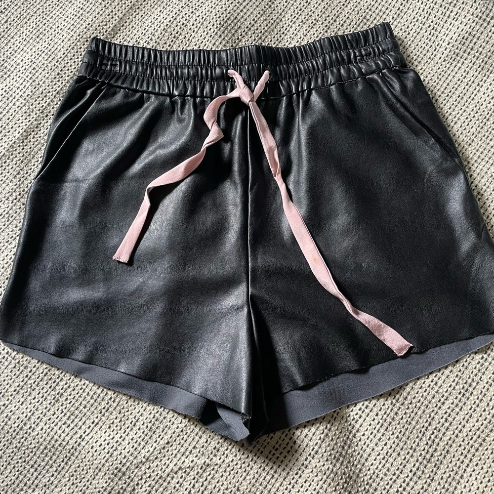 Wilfred Black Faux Leather Shorts